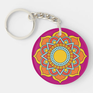 Geometrische rode mandala bloem-54567 sleutelhanger