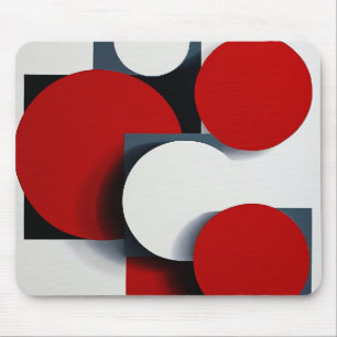 🔴 Geometrische rode witte werkruimte mat 🔴 Muismat