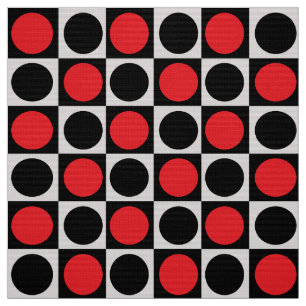 Geometrische rode zwarte Stippen Stof