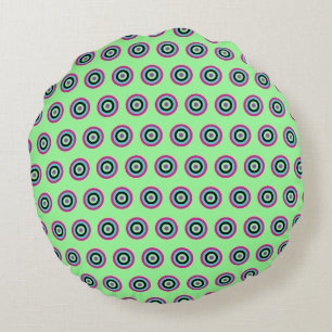 Geometrische ronde Sierkussen – Vet & pastel kleur Rond Kussen