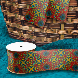 Geometrische Rood Blauw & Geel Vintage Tribal Etni Lint