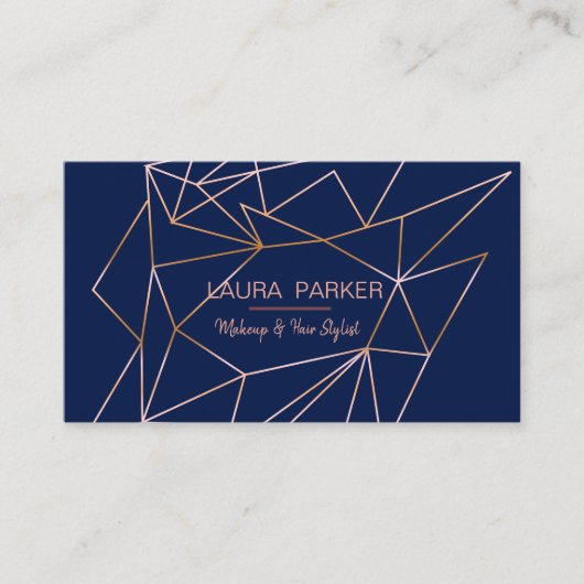 Geometrische Roos Gold Blue Professional-construct Visitekaartje (Voorkant)
