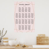 Geometrische Roos Gold Seating Chart | Aangepaste Poster (Keuken)