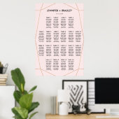 Geometrische Roos Gold Seating Chart | Aangepaste Poster (Thuiskantoor)