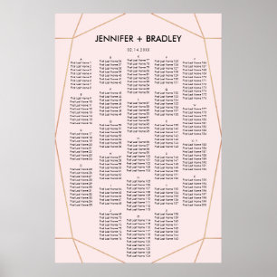 Geometrische Roos Gold Seating Chart Aangepaste Poster