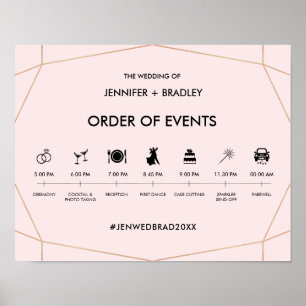 Geometrische Roos Gold Wedding Tijdlijnteken Poster