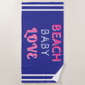 Geometrische Roze Blau Strand Baby Liefde Strandlaken (Voorkant)