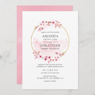 Geometrische roze Cherry Blossom Spring Wedding Kaart