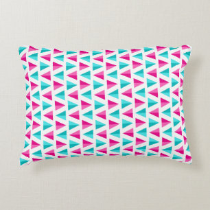 Geometrische roze en Aqua Blue driehoeken Patroon Decoratief Kussen