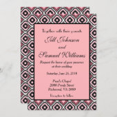 Geometrische Roze en Zwart Moderne Bruiloft Kaart (Voorkant / Achterkant)