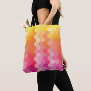 Geometrische Roze & Gele Hexagon Canvas tas – Mode
