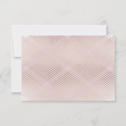Geometrische roze Gold Gatsby Weddenschap RSVP Kaartje (Achterkant)