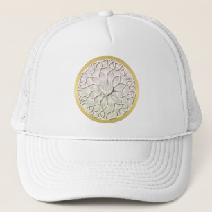 Geometrische Roze Gouden HART Patroon Trucker Pet