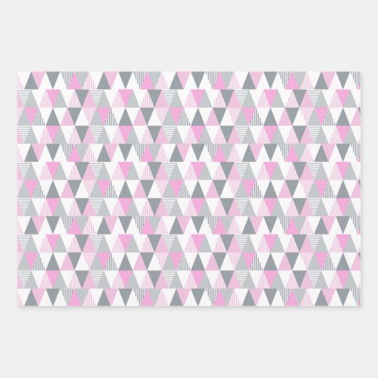 Geometrische roze grijs Abstract gepatterd Inpakpapier Vel (Voorkant)