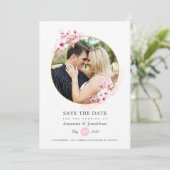 Geometrische Roze Lente Kersenbloesem Bruiloft Save The Date (Staand voorkant)