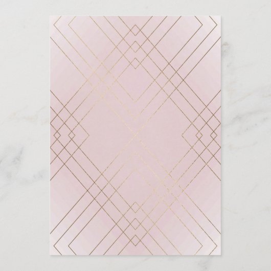 Geometrische roze Musk Gold Gatsby Weddenschap Kaart (Achterkant)