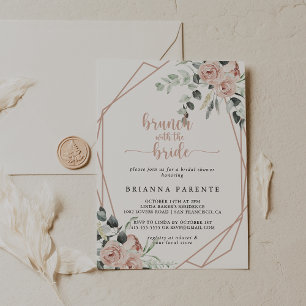 Geometrische roze Rose Brunch met de bride Shower Kaart