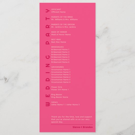 Geometrische Rozen Rode bruiloft Programma (Achterkant)