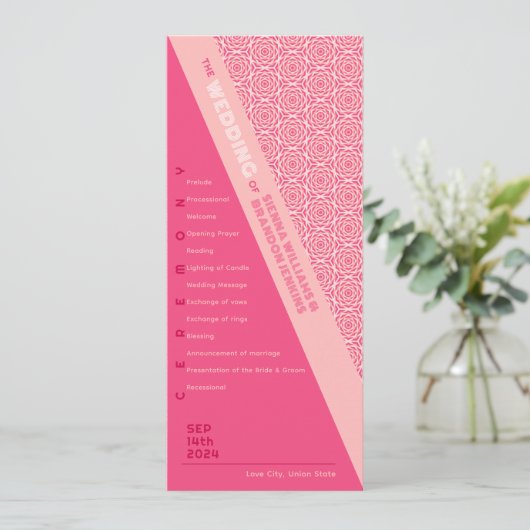 Geometrische Rozen Rode bruiloft Programma (Staand voorkant)