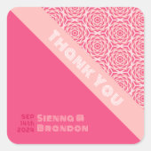 Geometrische Rozen Rode Bruiloft Vierkante Sticker (Voorkant)