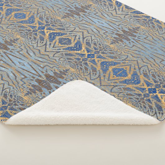 Geometrische Rustieke Boho Bruine En Blauwe Stam E Sherpa Deken (3/4)