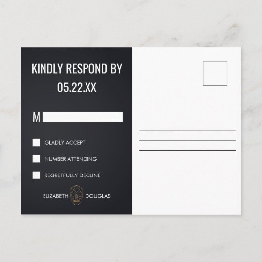 Geometrische schedelbruiloft RSVP Uitnodiging Briefkaart (Achterkant)