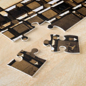 Geometrische sepia spiegels legpuzzel (Zijkant)