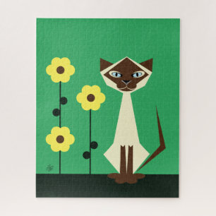 Geometrische Siamese katteontwerp puzzle Legpuzzel