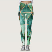 Geometrische Smaragd Leggings (Voorkant)