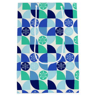 Geometrische sneeuwvlokken - Lichte achtergrond -  Medium Cadeauzakje