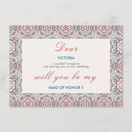 Geometrische Sparkles Copper Metallic Bruidsmeisje Menu (Voorkant)