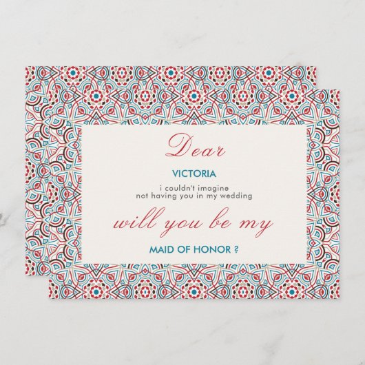 Geometrische Sparkles Copper Metallic Bruidsmeisje Menu (Voorkant / Achterkant)