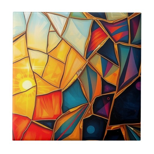 Geometrische spiegel B Tegeltje (Voorkant)