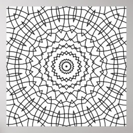 Geometrische Spiraal Mandala met Hoekige Weblijnen Poster