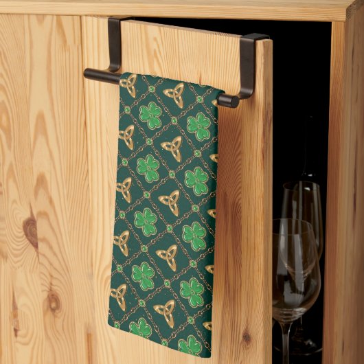 Geometrische St Patricks dag Celtic Triskele Shamr Theedoek (Derde Gevouwen)
