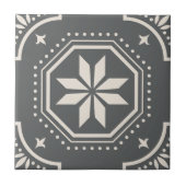 Geometrische Star Pattern Decorative Black White Tegeltje (Voorkant)