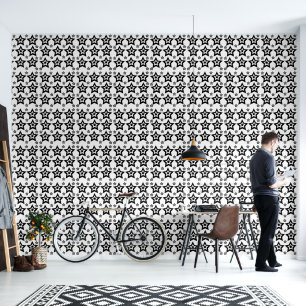Geometrische Ster Zwart en Wit Geometrische Ster Behang