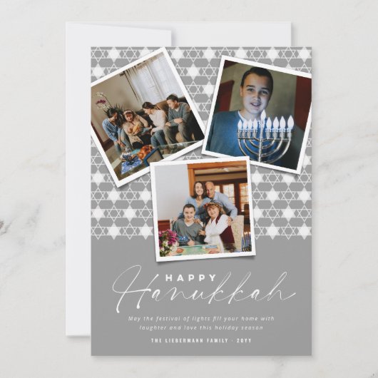 Geometrische sterren van David Silver Hanukkah 3 F Feestdagenkaart (Voorkant)