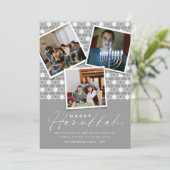 Geometrische sterren van David Silver Hanukkah 3 F Feestdagenkaart (Staand voorkant)