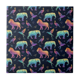 Geometrische sterrenbeeld Afrika wild dier kunst Tegeltje