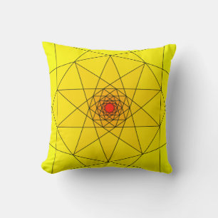 Geometrische sterrenexplosie - Geel & Rood Design Kussen