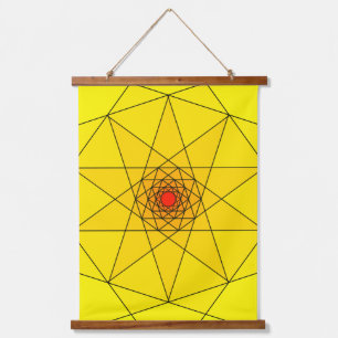 Geometrische sterrenexplosie - Geel & Rood ontwerp Hangend Wandkleed