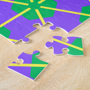 Geometrische sterrenexplosie in Paars, Groen en Ge Legpuzzel