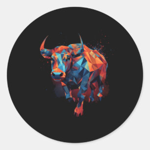 Geometrische stier dierlijk patroon stier ronde sticker