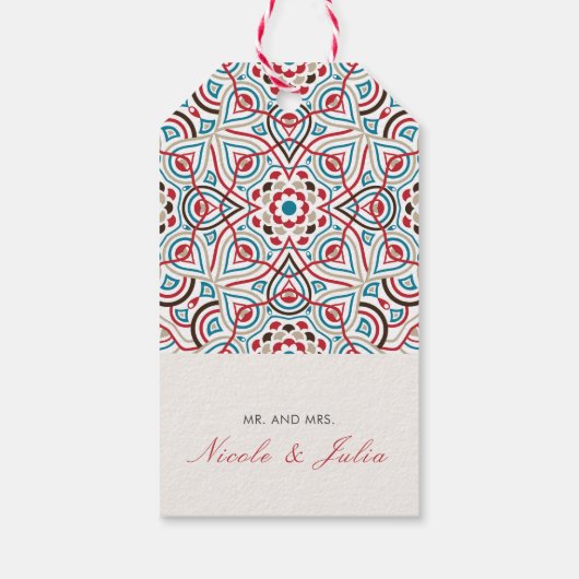 Geometrische stijl glitters koper metaalachtige tr cadeaulabel (Achterkant)