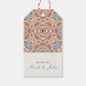 Geometrische stijl sprankelt koper Metallic bruilo Cadeaulabel (Achterkant)