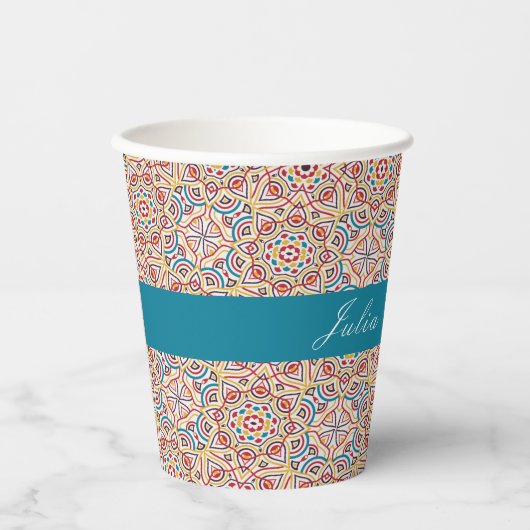 Geometrische stijl sprankelt koper Metallic bruilo Papieren Bekers (Voorkant)