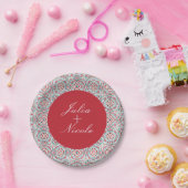 Geometrische stijl sprankelt koper Metallic bruilo Papieren Bordje (Feest)