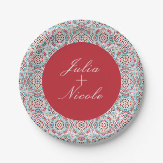 Geometrische stijl sprankelt koper Metallic bruilo Papieren Bordje