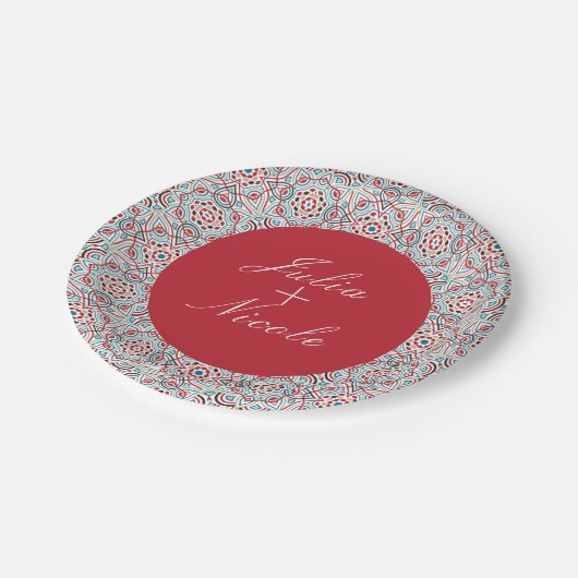 Geometrische stijl sprankelt koper Metallic bruilo Papieren Bordje (Gekanteld)